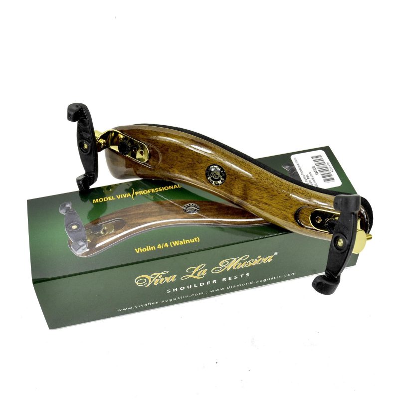 Viva La Musica Professional Violin Shoulder Rest (Walnut / Gold Fittings | 4/4)